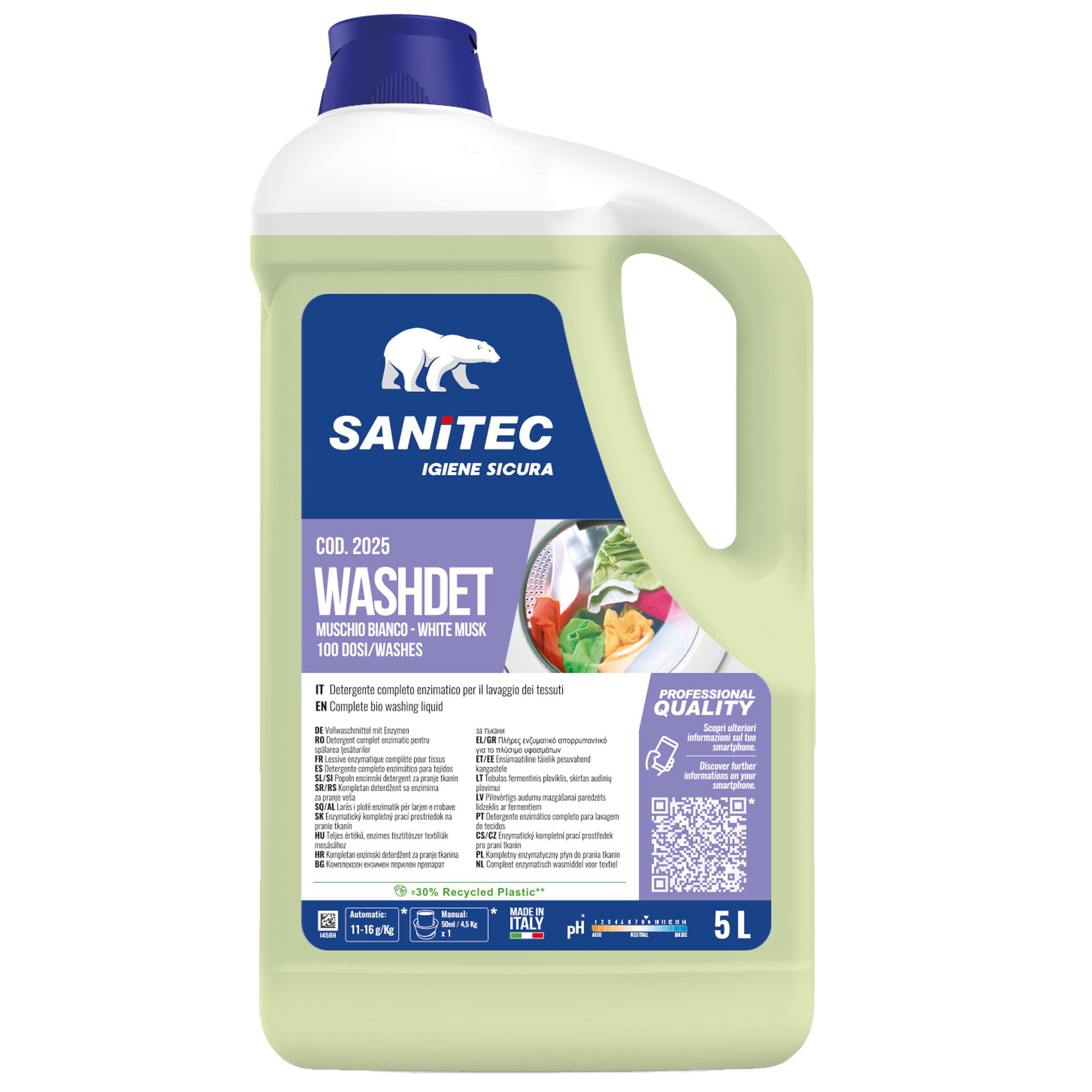 Detersivo liquido Lavatrice Washdet Muschio Bianco- 5 L …