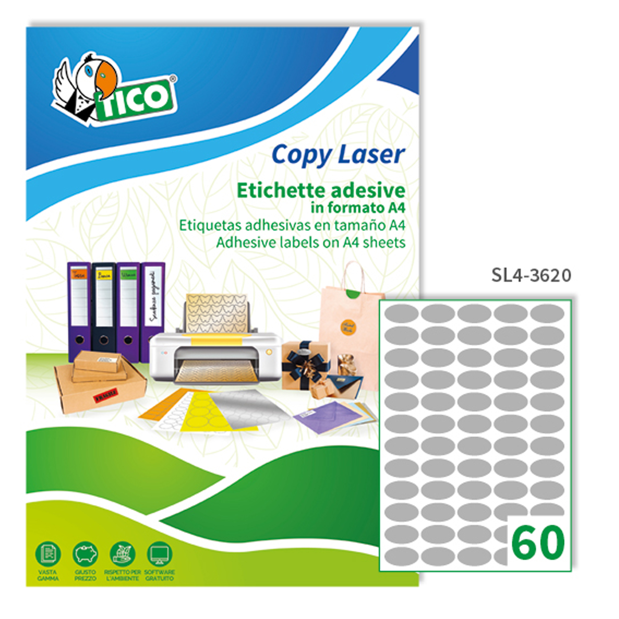 Etichette adesive ovali SL4 - in carta - …