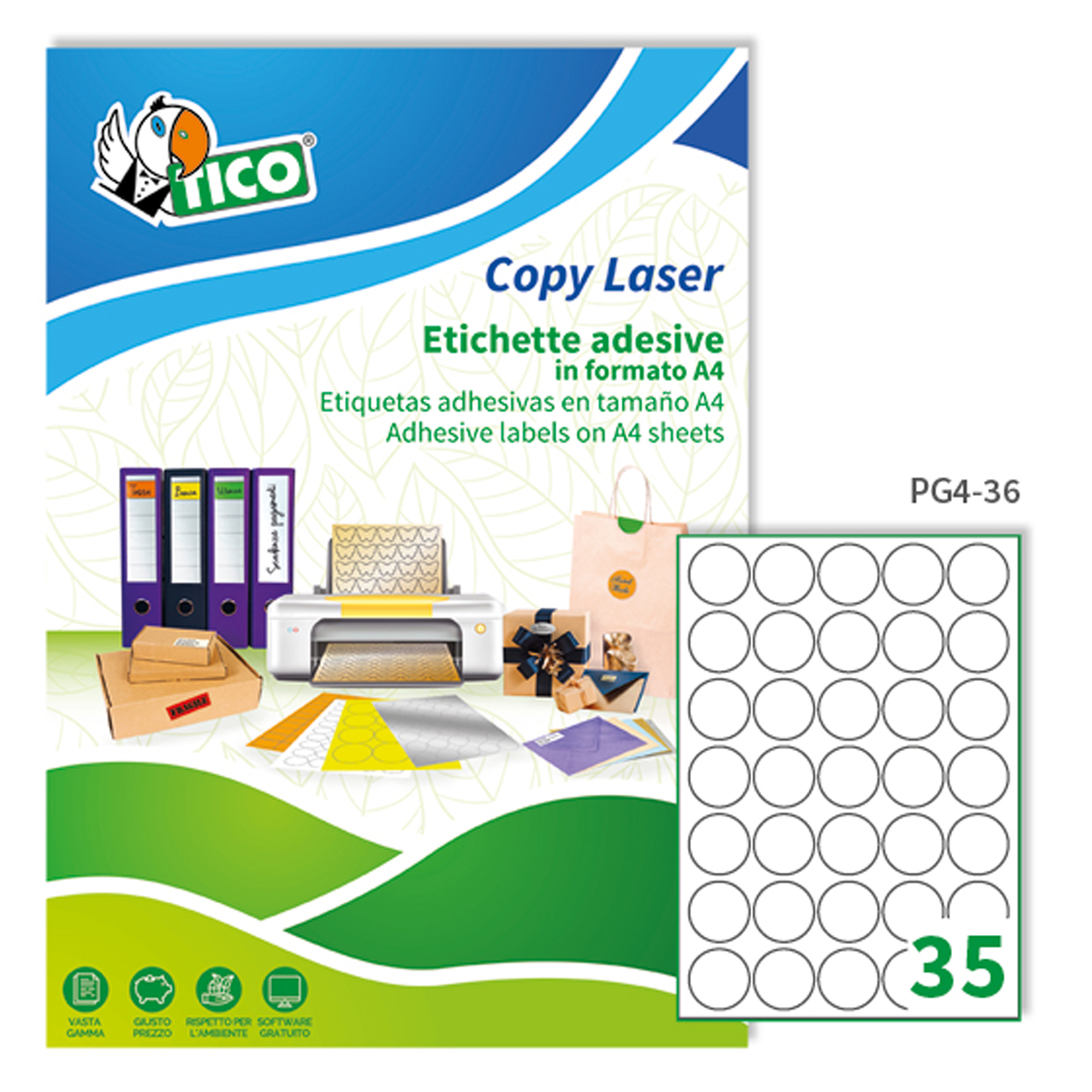 Etichette adesive tonde PG4 - in carta - …