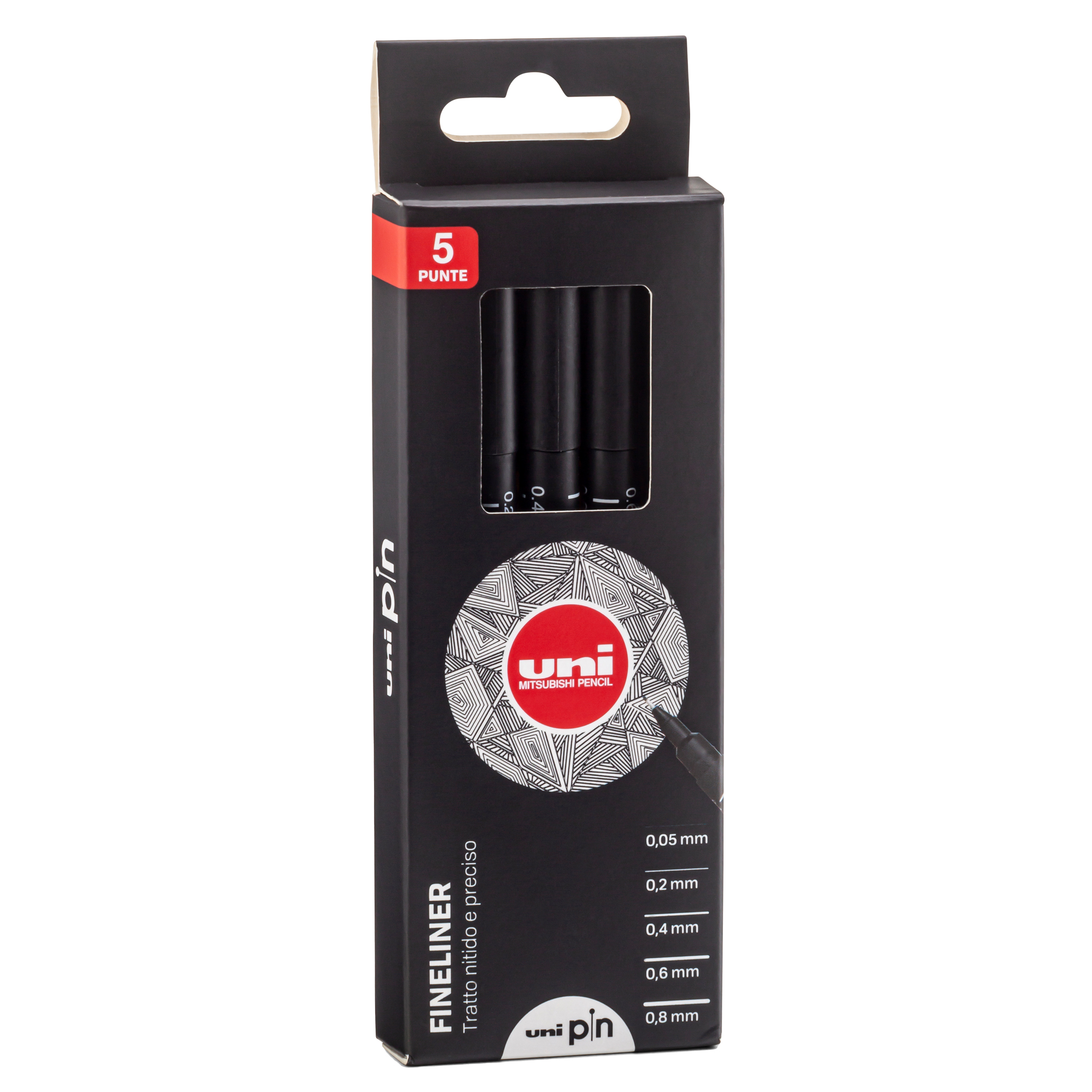 Astuccio Pin fineliner - nero - Uni Mitsubishi …
