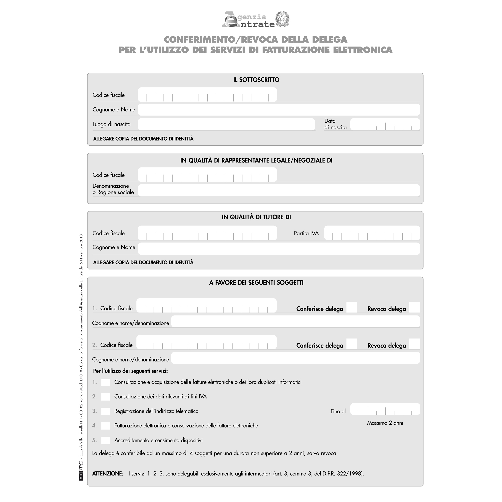 Modulo per conferimento revoca - fatt. elettronica - …