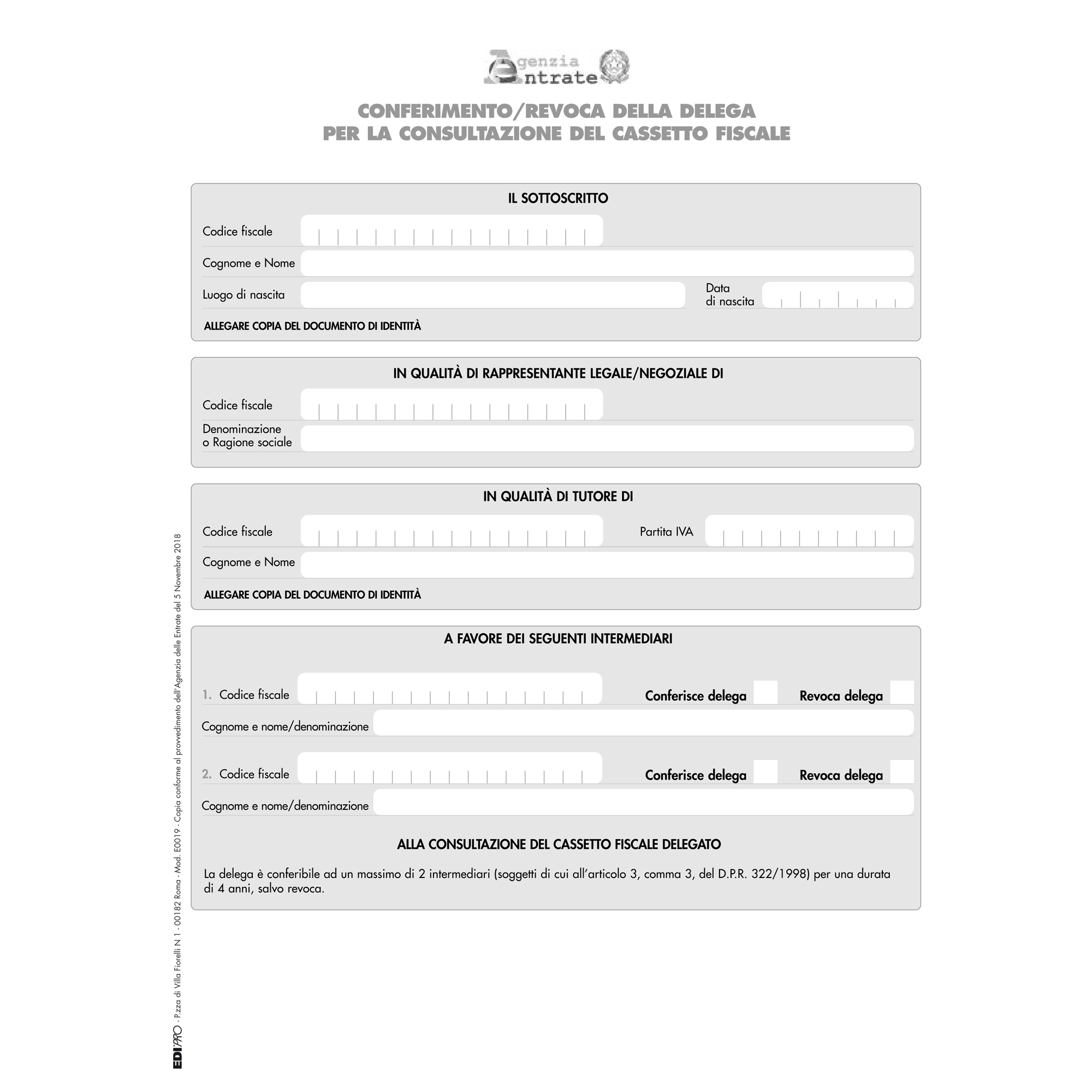 Modulo per conferimento revoca - cass. Fiscale - …