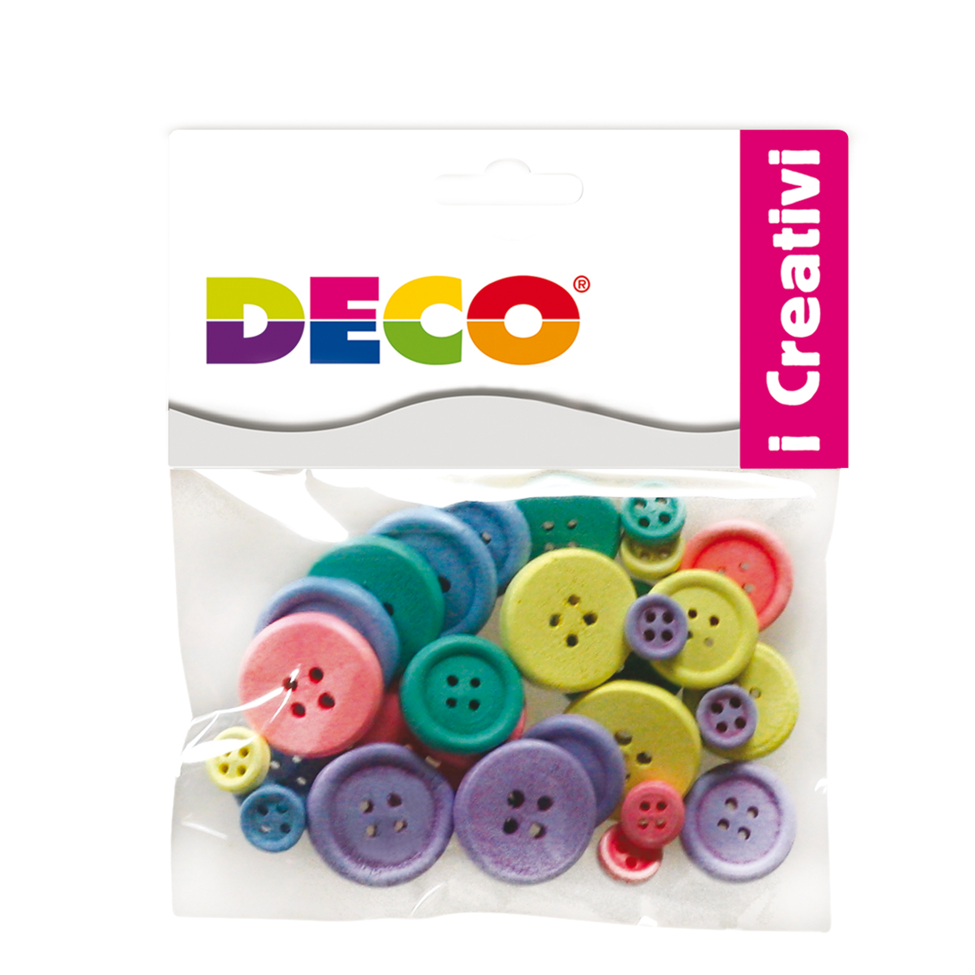 Bottoni - in legno - colori pastello - …