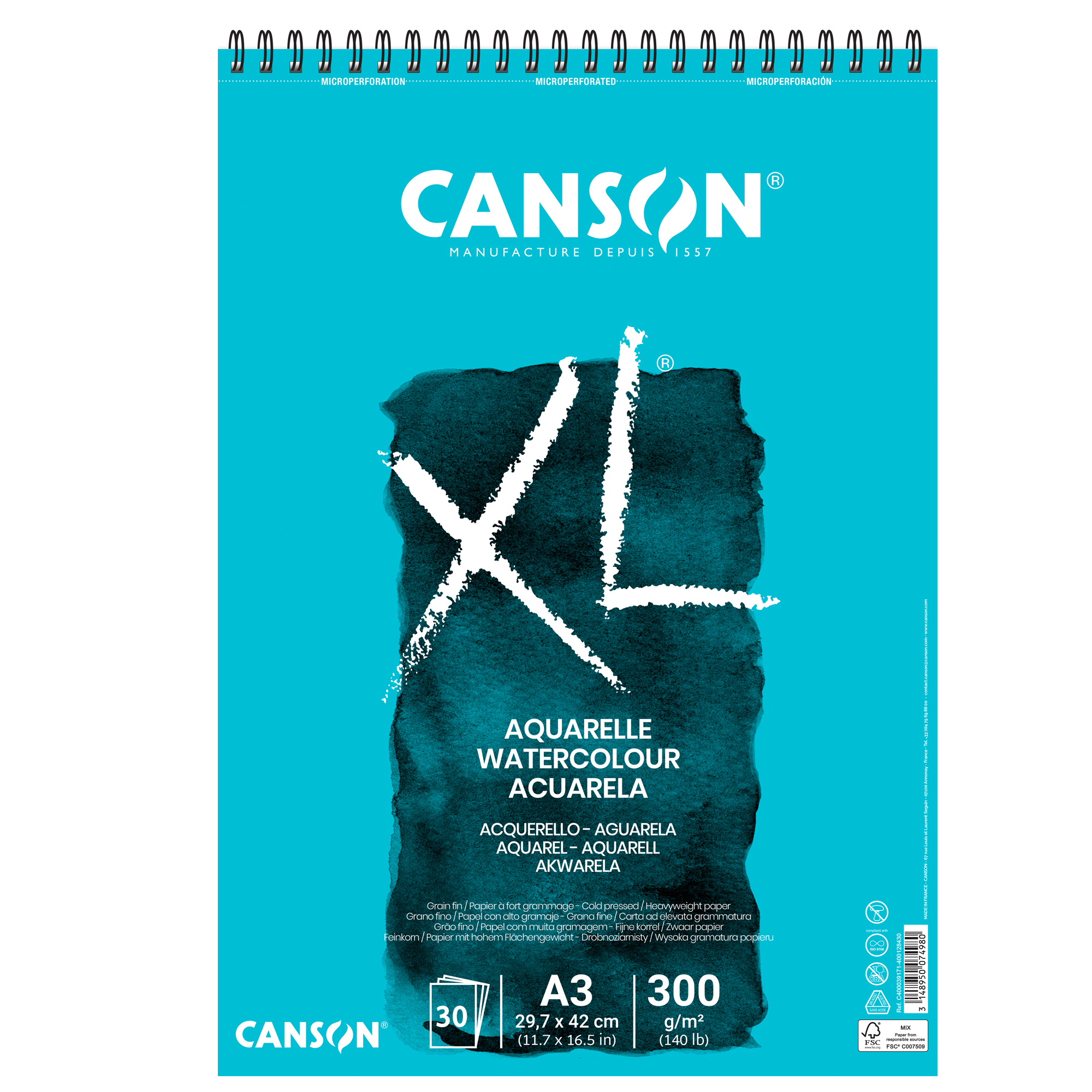 Blocco spiralato Canson Aquarelle XL A3 30 ff …