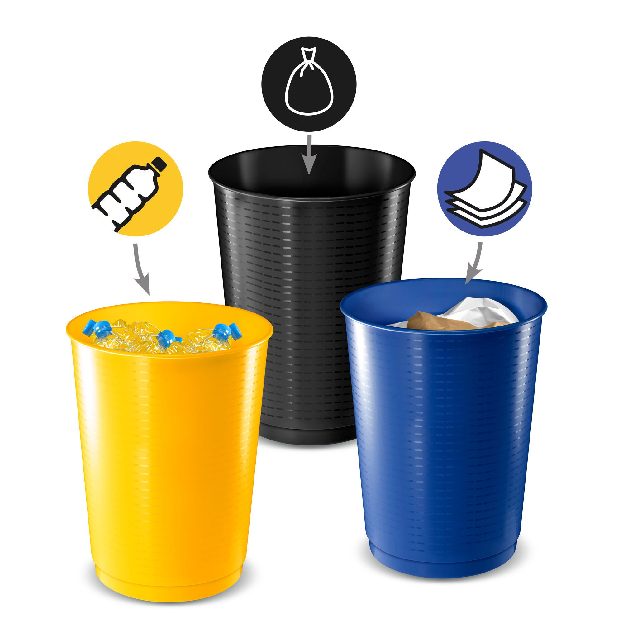 Cestino raccolta differenziata - 40 L - giallo/blu/nero …