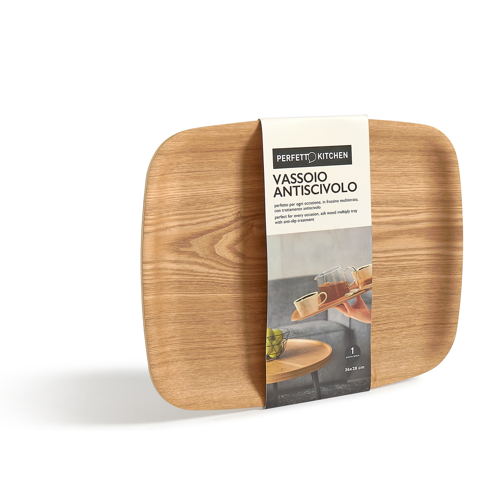 Vassoio antiscivolo - in legno frassino - 36 …