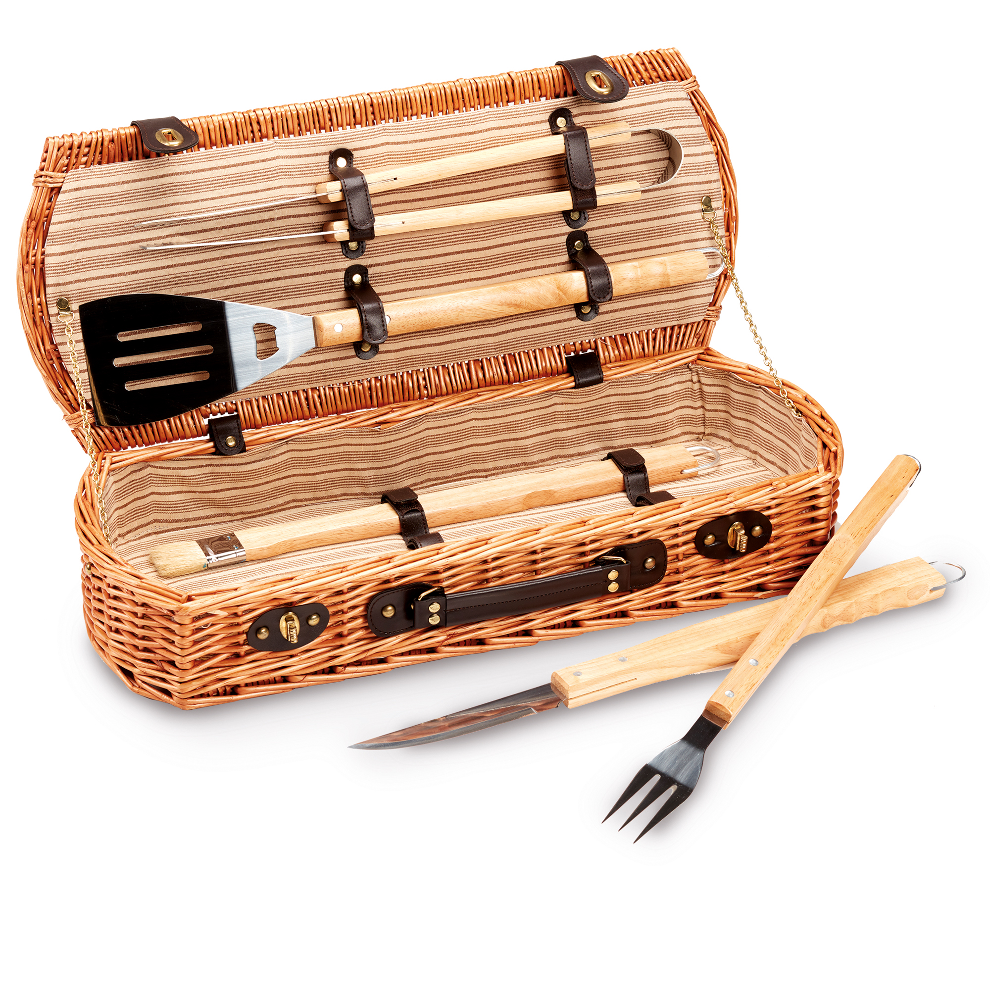 Set barbecue 5 attrezzi - valigetta di vimini …