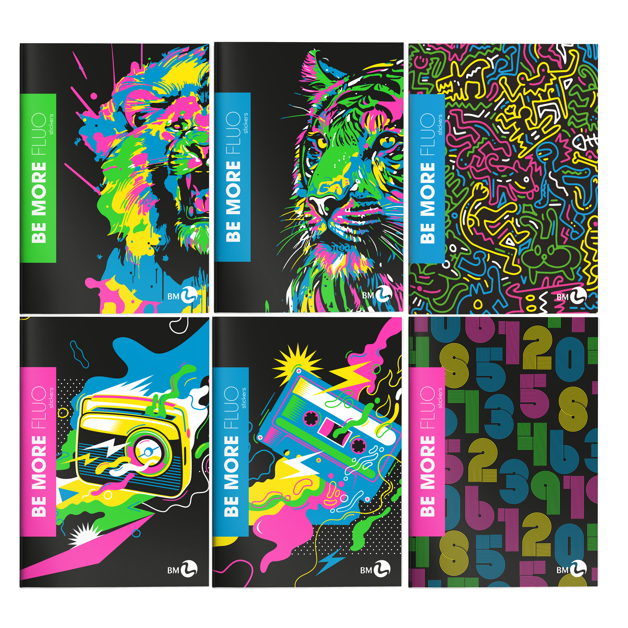 Maxiquaderno Be more Fluo - A4 - rigo …