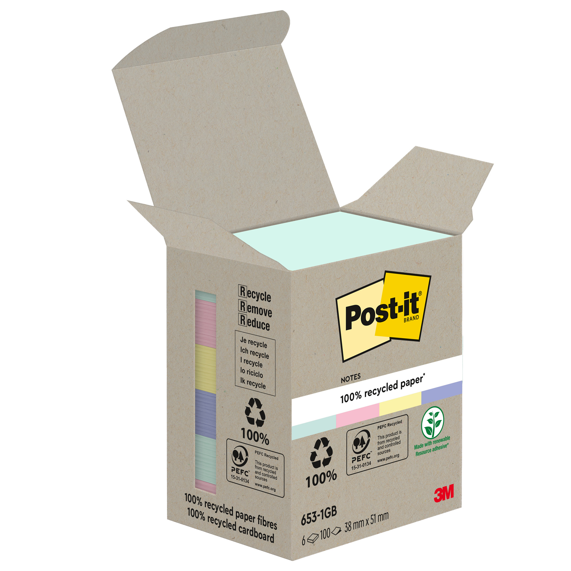 Blocco Post-it in carta riciclata - 653-1GB - …