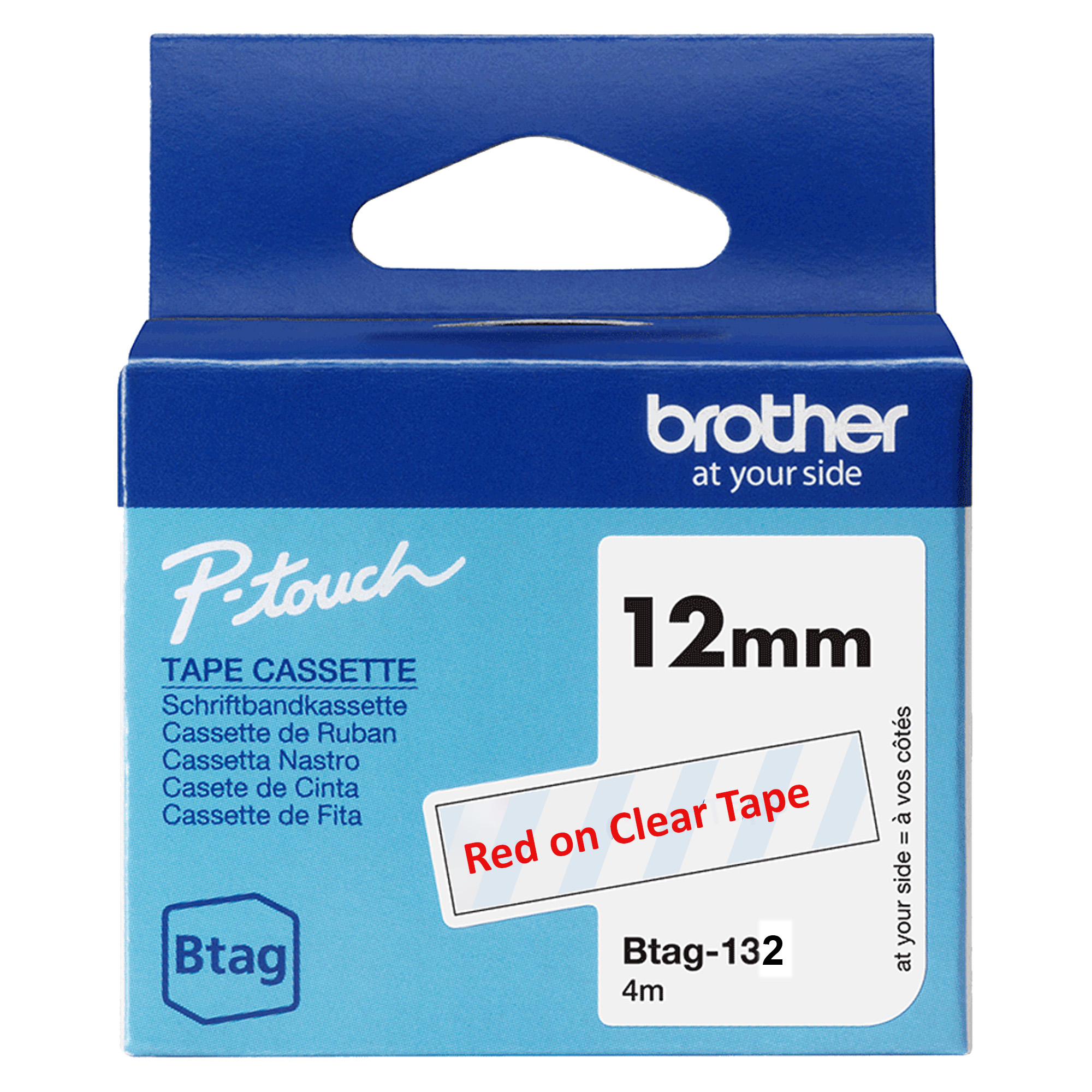 Nastro BTAG132 da 12MM rosso su trasparente - …