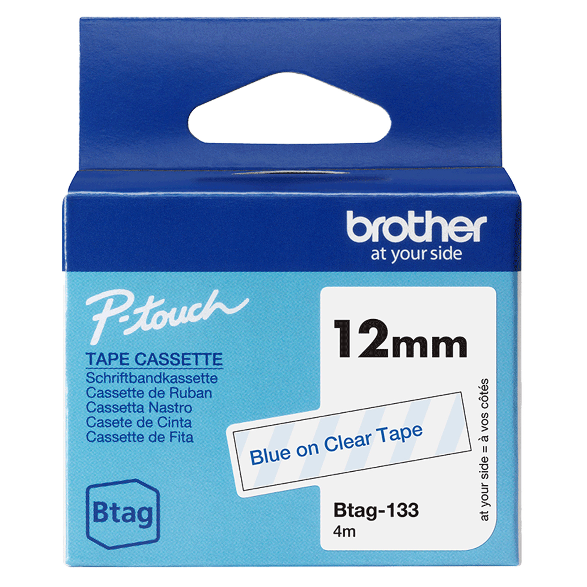 Nastro BTAG133 da 12MM blu su trasparente - …
