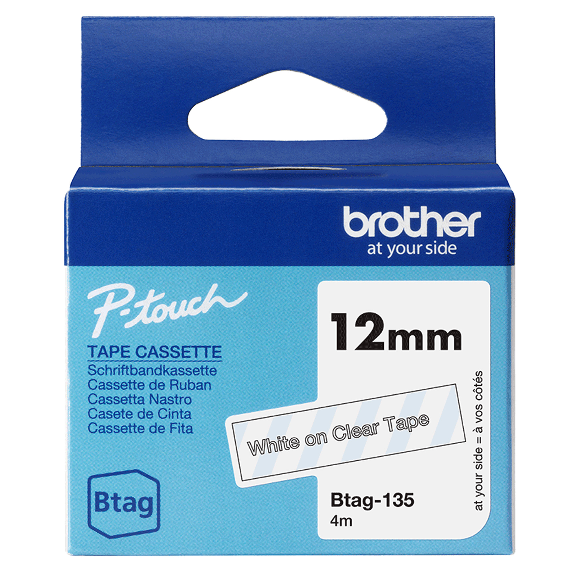 Brother Nastro BTAG135 da 12MM bianco su trasparente …