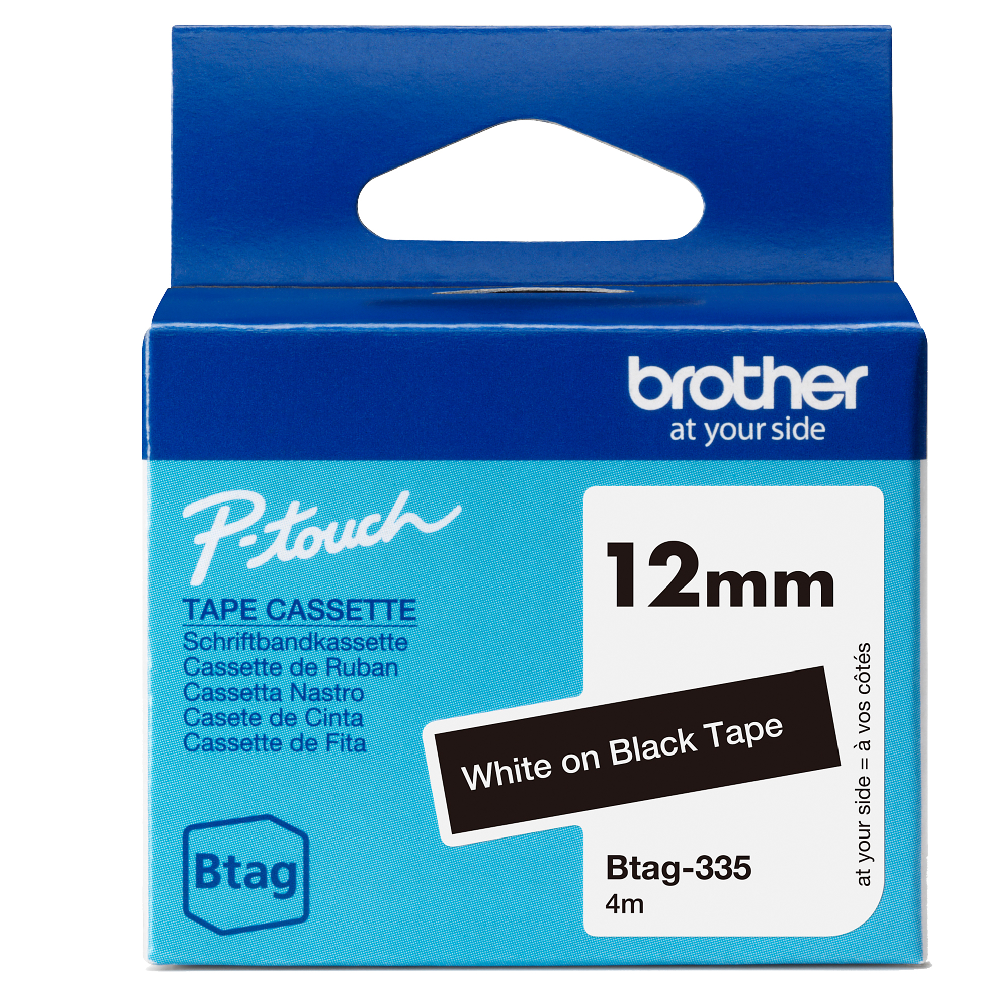 Brother Nastro BTAG335 da 12MM bianco su nero …