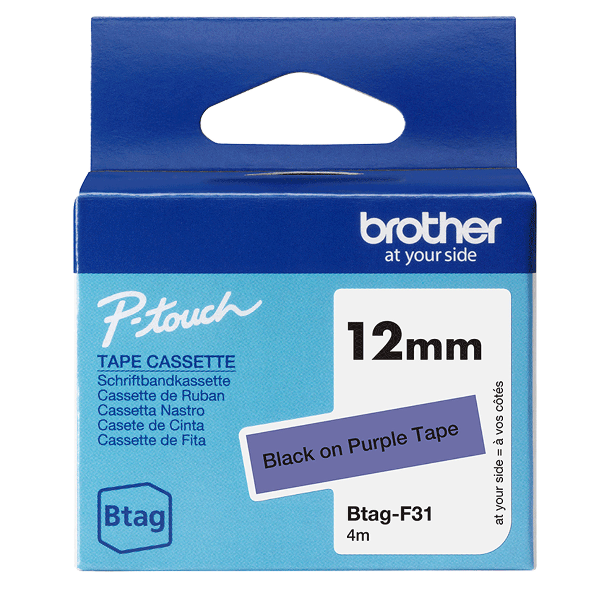 Brother Nastro BTAGF31 da 12MM nero su viola …