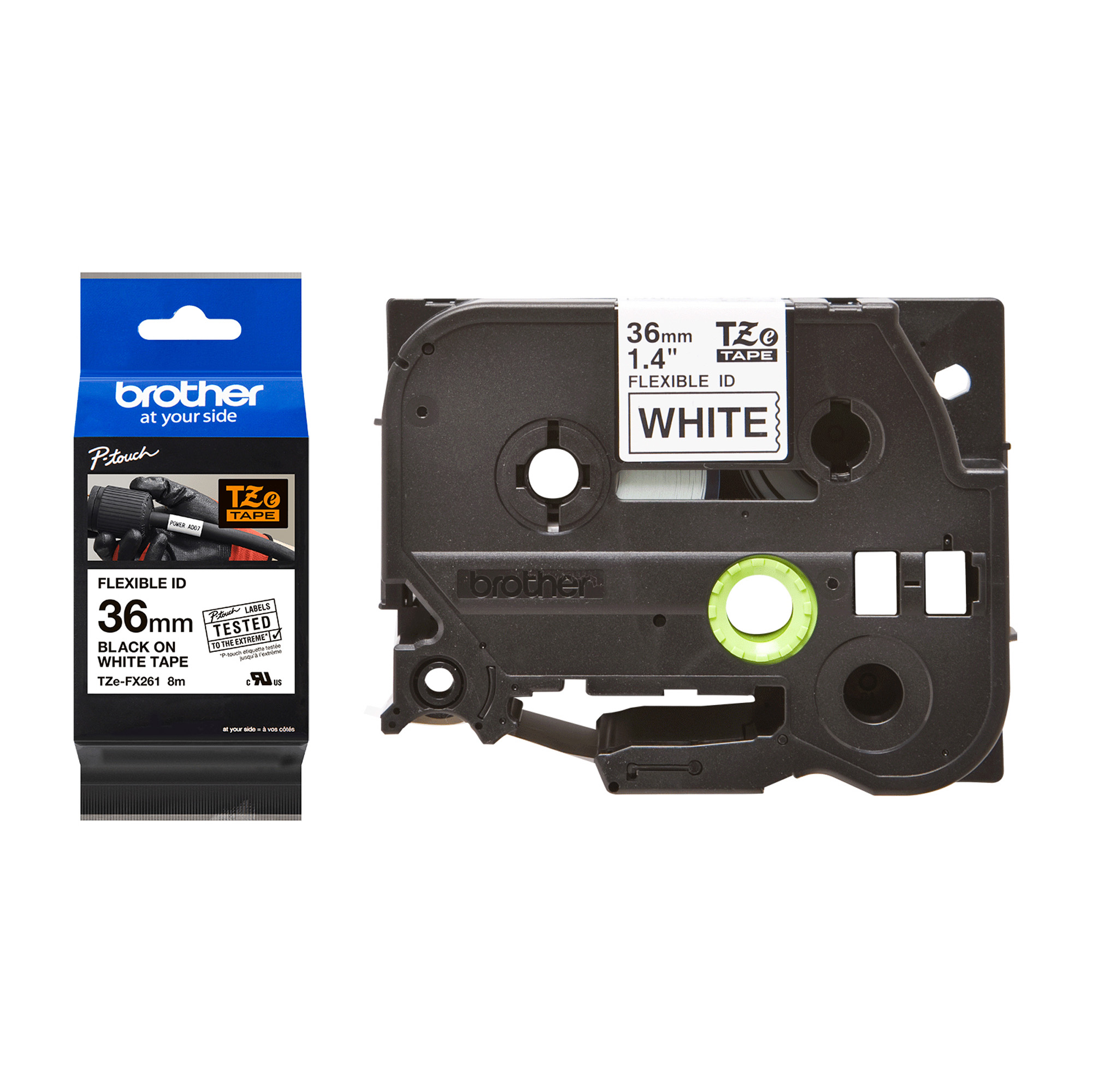 Brother - Nastro laminato flessibile - Nero/Bianco - …