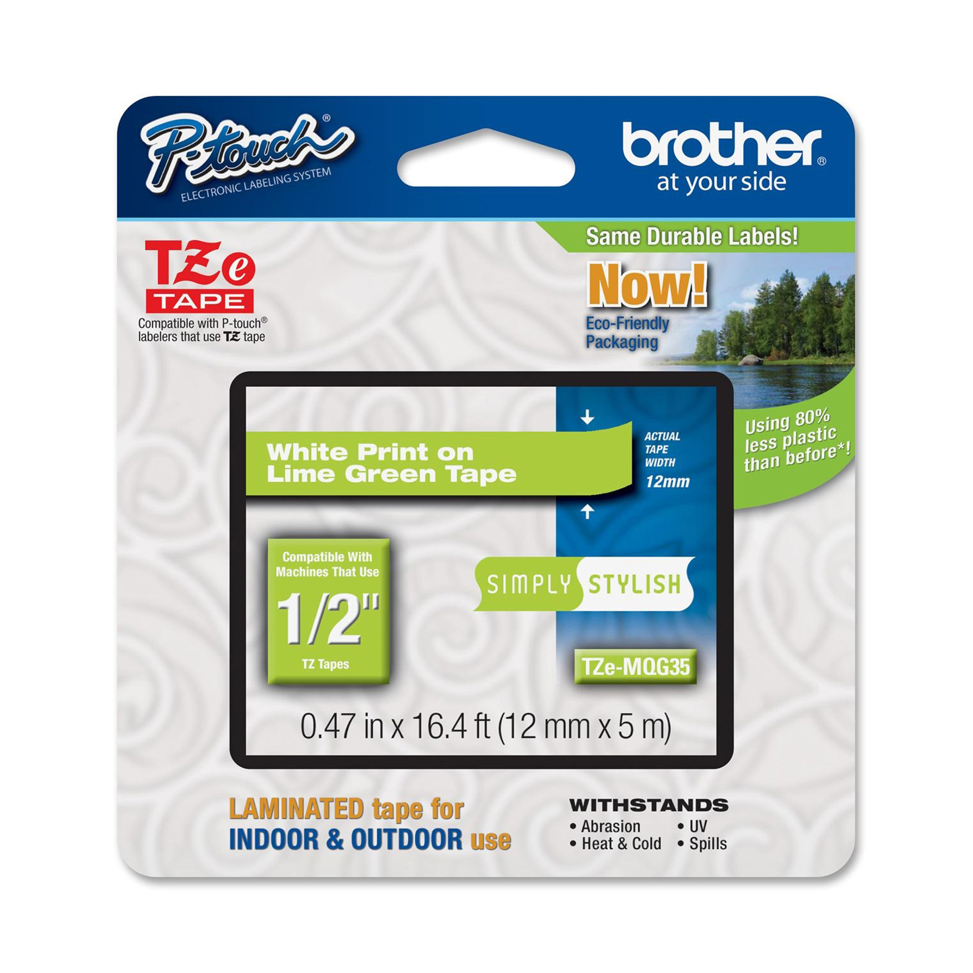 Brother - Nastro - Bianco/Verde acido - TZEMQG35 …