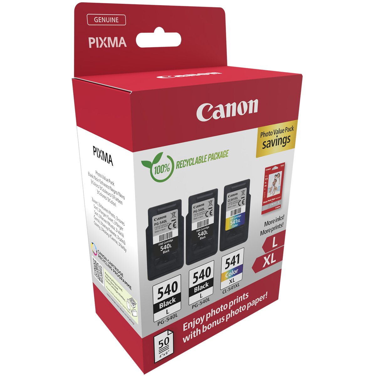 Canon PG-540L x2/CL-541XL Photo Paper Value Pack - …