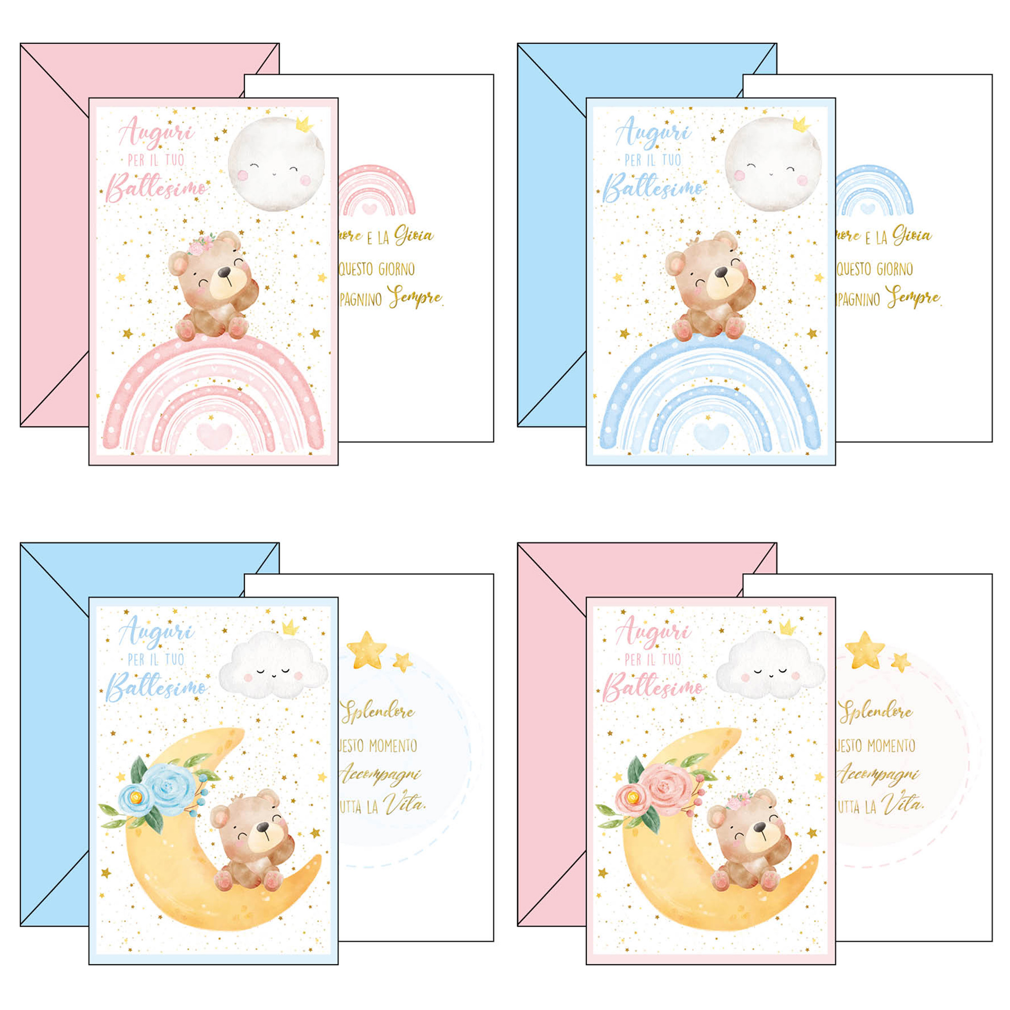 Biglietto auguri Battesimo - 4 soggetti assortiti - …