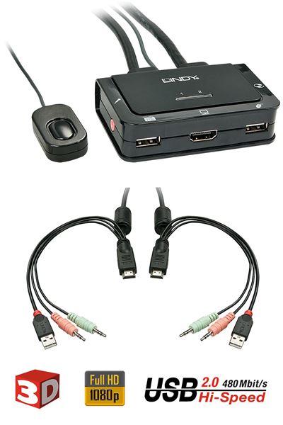 Lindy Compact 2 Port KVM Switch - Switch …